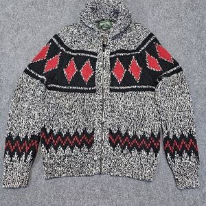 American Eagle Men's Large Fair Isle Full Zip Cardigan Sweater Nordic Diamond